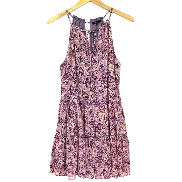 ANTHROPOLOGIE DREW Women’s Purple and Tan Paisley Mini Dress medium - Picture 1 of 5